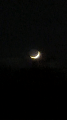 Crescent moon observed and filmed in Plovdiv night sky