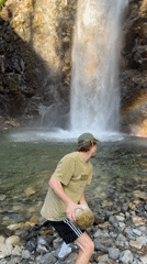 Sunny afternoon at a Snoqualmie Pass waterfall