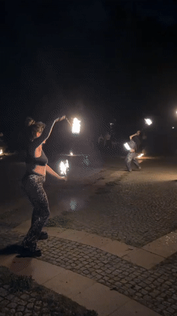 Fire performers draw crowds in Sofia park evening demonstrations