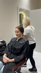 Hair salon appointment documented through selfies in Budva