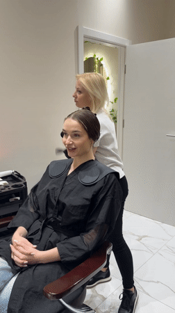 Hair salon appointment documented through selfies in Budva