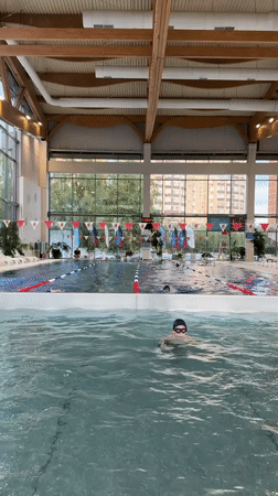 Afternoon swim session at an indoor pool near Moscow