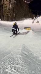 Winter sports activity recorded at nighttime mountain snow park