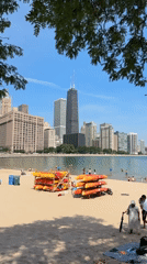Sunny afternoon on Chicago's lakefront with skyline views