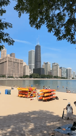 Sunny afternoon on Chicago's lakefront with skyline views