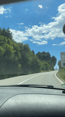 Driver captures sunny road journey near Sveti Stefan, Montenegro