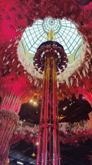 Drop tower ride operates at indoor amusement park in Vietnam