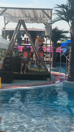 Poolside party in Chișinău with inflatables, performers, and cocktails