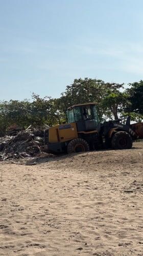 Beach cleanup equipment and dog walker spotted in Jimbaran