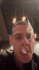 Man smoking, vaping at upscale Sofia restaurant captured in memories