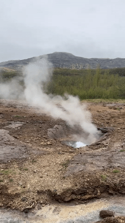 Iceland geysers and steam vents captured during active eruptions