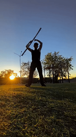Martial arts solo training session in Karaganda, Kazakhstan