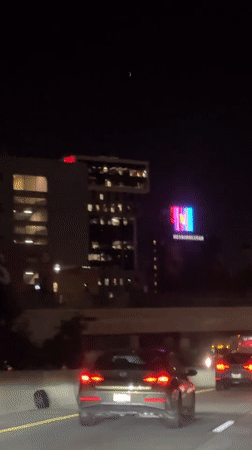 Night highway traffic captured on video in Los Angeles