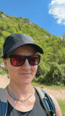 Hiker photographed on mountain trail in Montenegro
