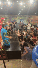 Children's show featuring Cheburashka mascot entertains crowd in Russia
