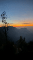 Twilight and fog observed around Mount Bromo, Indonesia