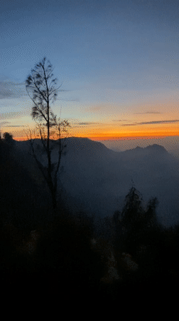 Twilight and fog observed around Mount Bromo, Indonesia