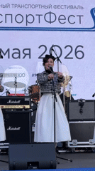 Three women perform coordinated musical act in Saint Petersburg