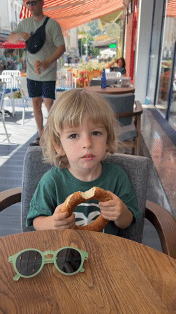 Simit breakfast at a sunny Fethiye table
