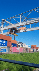 Container terminal operations documented at Basel Rhine port