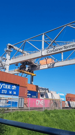 Container terminal operations documented at Basel Rhine port