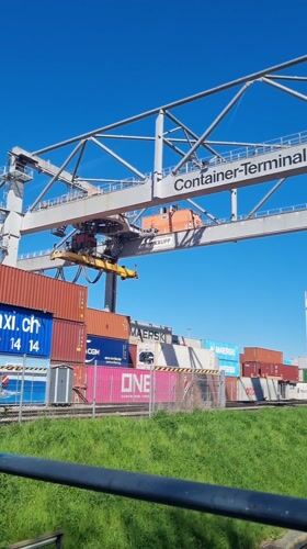 Container terminal operations documented at Basel Rhine port