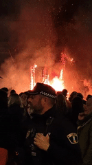 Traditional Fallas festival burning draws crowds in Dénia Spain