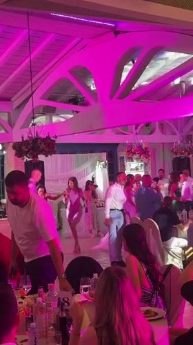 Bulgarian wedding with traditional bagpipes and a sparkler dance