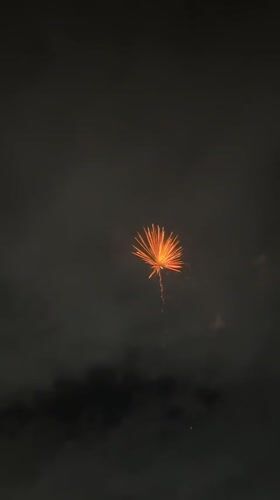Fireworks display over Sri Jayewardenepura Kotte on a cloudy night