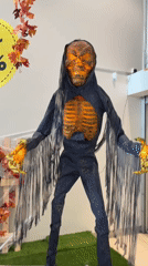Grim Reaper Halloween animatronic on display in Denmark