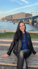 Woman photographed in casual portraits around Saint Petersburg