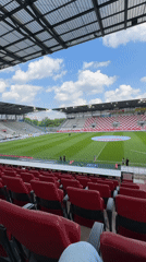 VIP visitor documents empty Rot-Weiss Essen stadium during morning hours