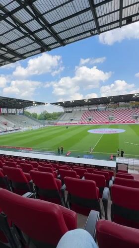 VIP visitor documents empty Rot-Weiss Essen stadium during morning hours