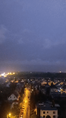 Storm time-lapse over wet Wrocław streets from above