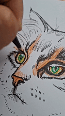 Backyard dog, curious kid, and a cat drawing in progress