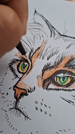 Backyard dog, curious kid, and a cat drawing in progress
