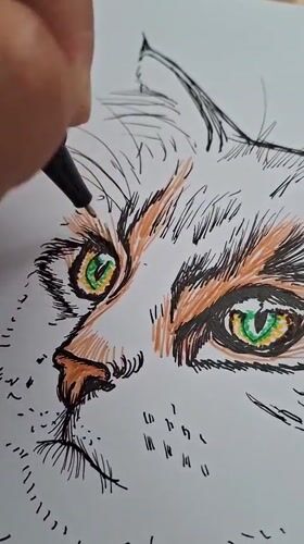 Backyard dog, curious kid, and a cat drawing in progress