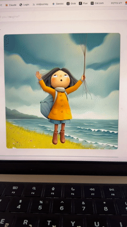 Laptop displays cartoon girl animations in Tel Aviv