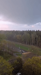 Elevated view captures everyday traffic in Chernogolovka, Russia
