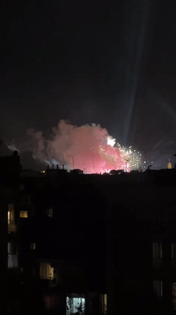 Fireworks display lights up Barcelona night sky
