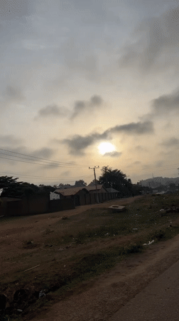 Morning scenes captured in Bukuru residential area during hazy sunrise