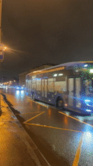 Evening scenes captured in Khimki include bus, Easter preparations