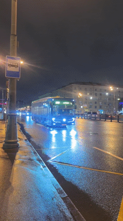 Evening scenes captured in Khimki include bus, Easter preparations