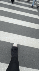 Pedestrians cross street at marked crosswalk in Saint Petersburg
