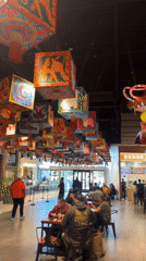 Dragon sculpture and lanterns fill Tsawwassen Mills food court