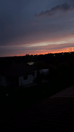Sunset documented in rural Zornitsa, Bulgaria shows colorful sky