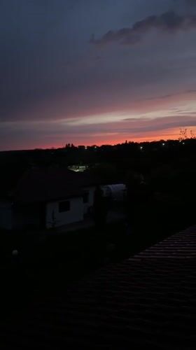 Sunset documented in rural Zornitsa, Bulgaria shows colorful sky