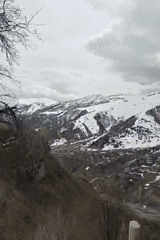 Winter hike through snowy mountains documented by lone witness