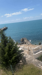 Sochi's Black Sea coastline on a calm summer morning
