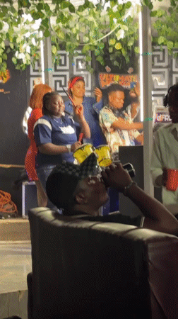 Nighttime poolside party with live music in Guzape, Nigeria